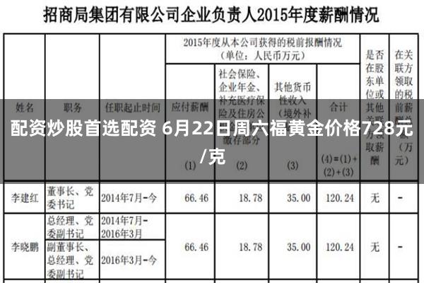 配资炒股首选配资 6月22日周六福黄金价格728元/克