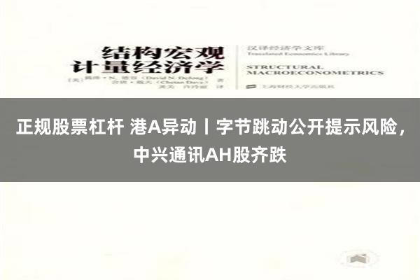 正规股票杠杆 港A异动丨字节跳动公开提示风险，中兴通讯AH股齐跌