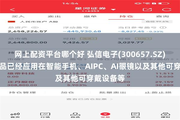 网上配资平台哪个好 弘信电子(300657.SZ)：目前产品已经应用在智能手机、AIPC、AI眼镜以及其他可穿戴设备等